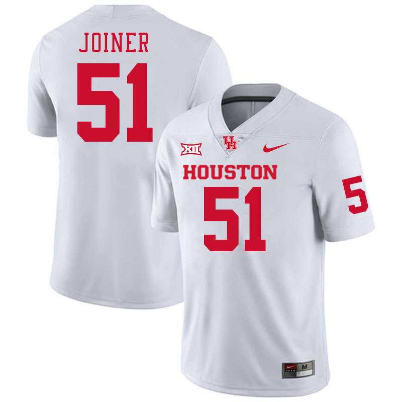 Men #51 Derek Joiner Houston Cougars College Football Jerseys Stitched-White